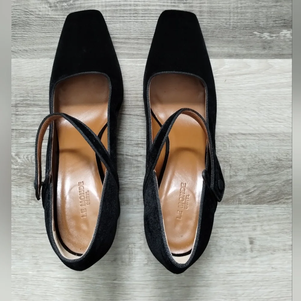 Le Monde Beryl Elegant Black Suede Mary Jane Shoes 9 - Picture 5 of 15